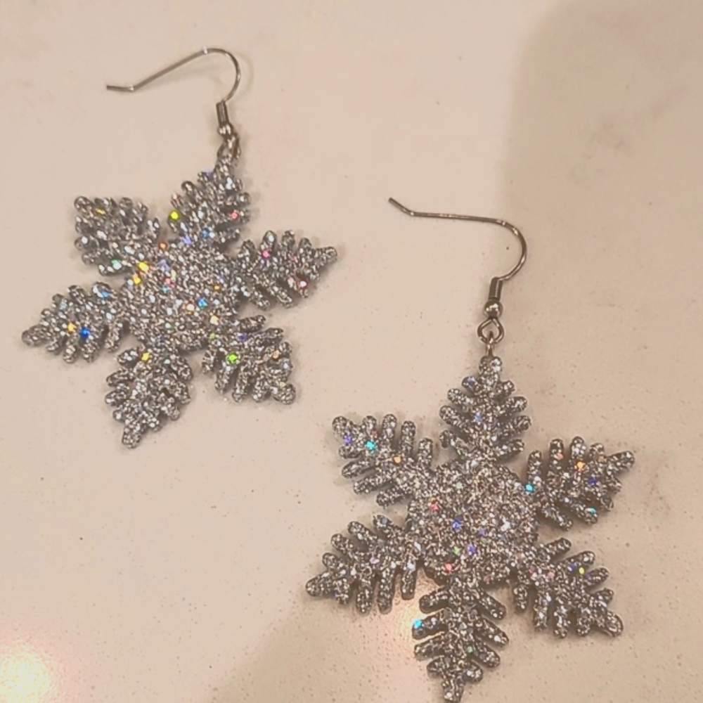 Handmade snowflake earrings
